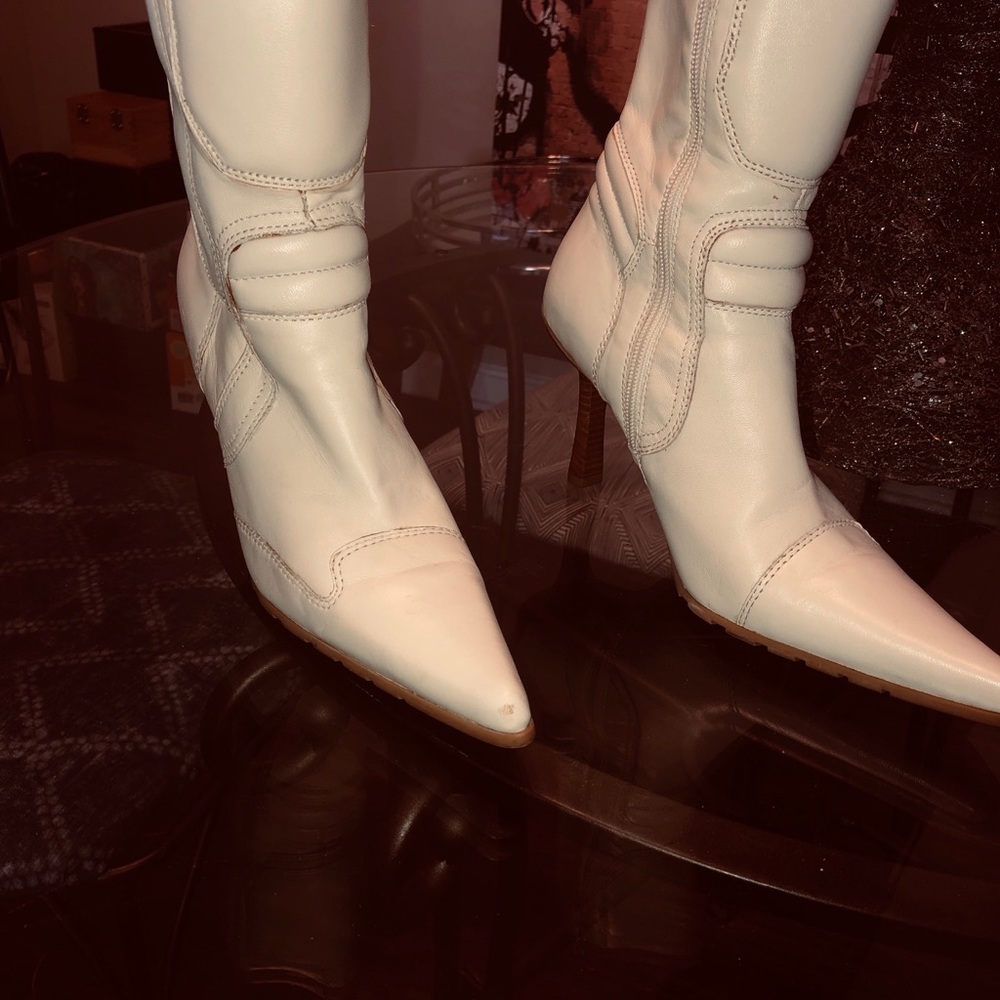 Aldo White Leather Boots